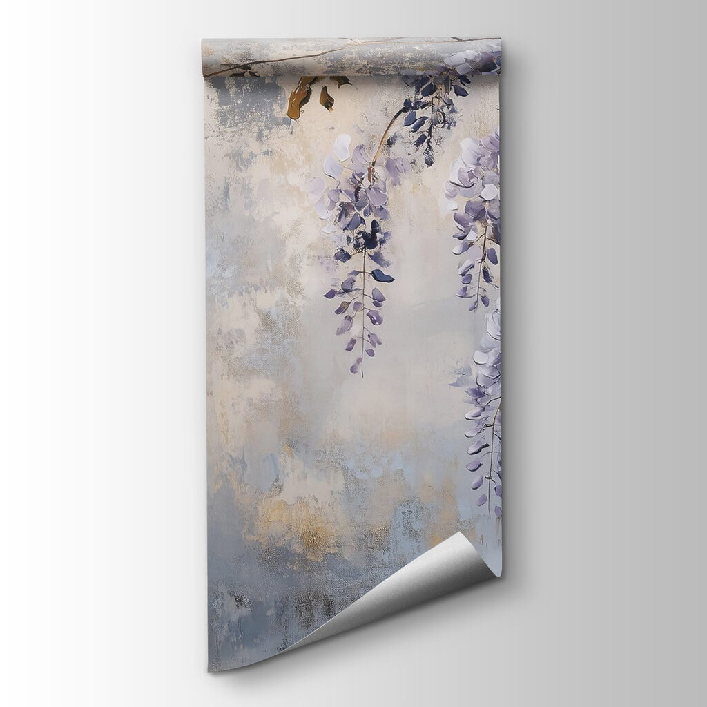 Painting of a branch with purple flowers Painting of a branch with purple flowers