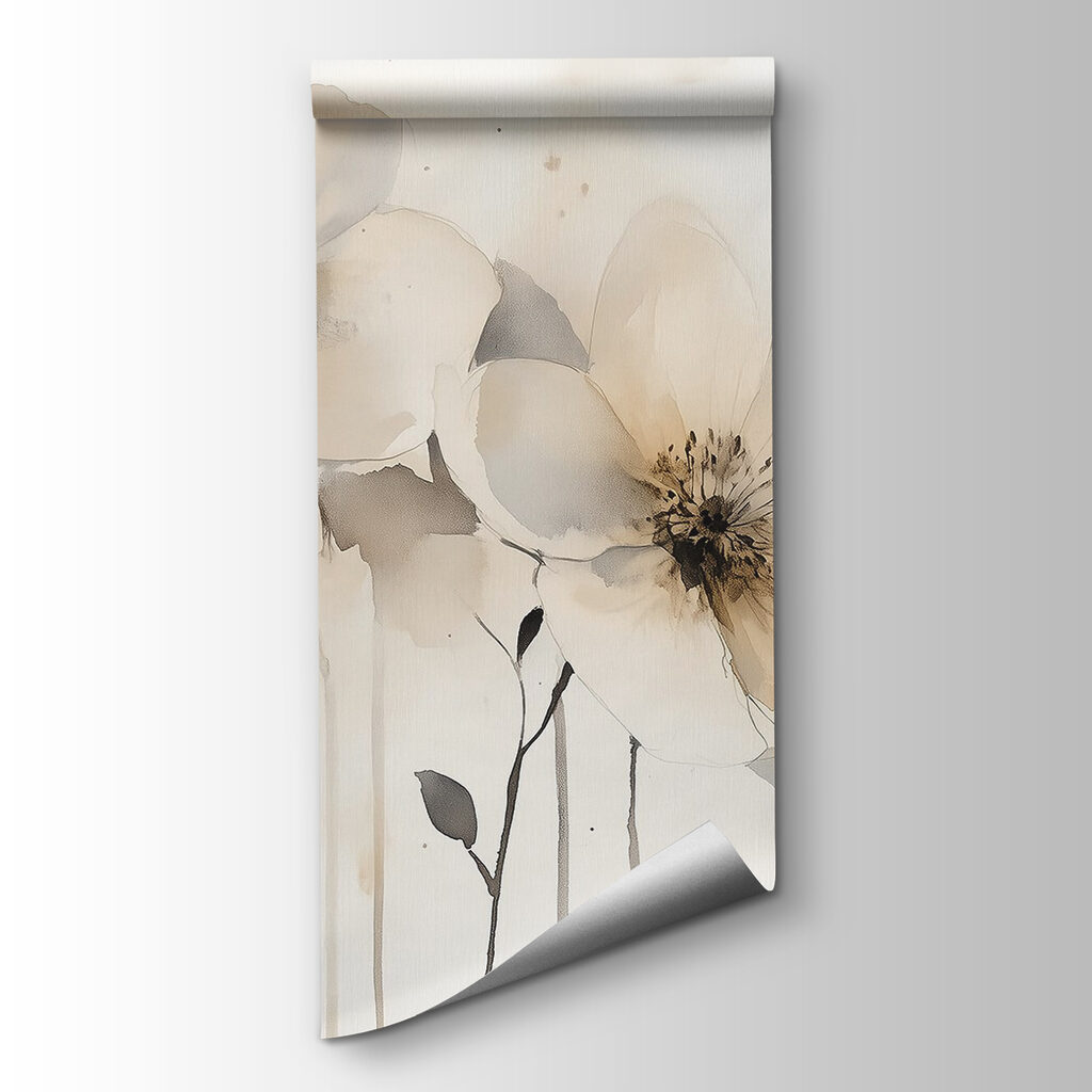 Painting of flowers on a white surface Painting of flowers on a white surface
