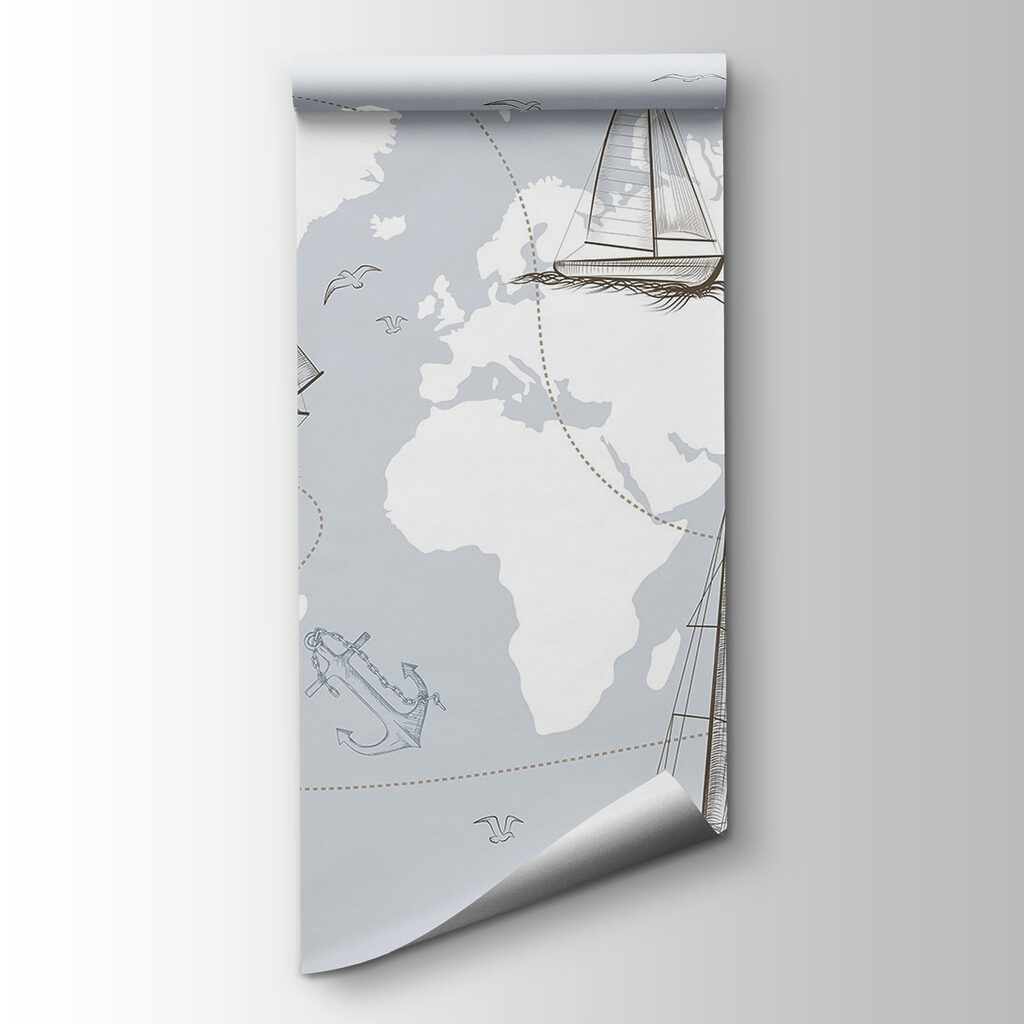 Map of the world with different ships