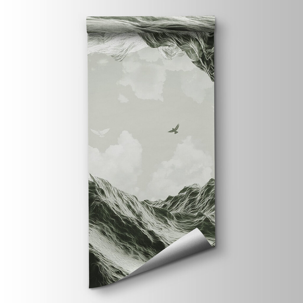 Birds flying over mountains