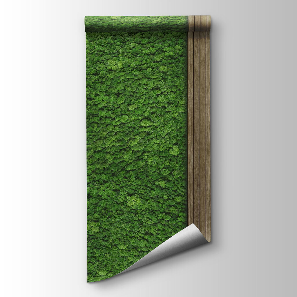 Wood plank on a green wall