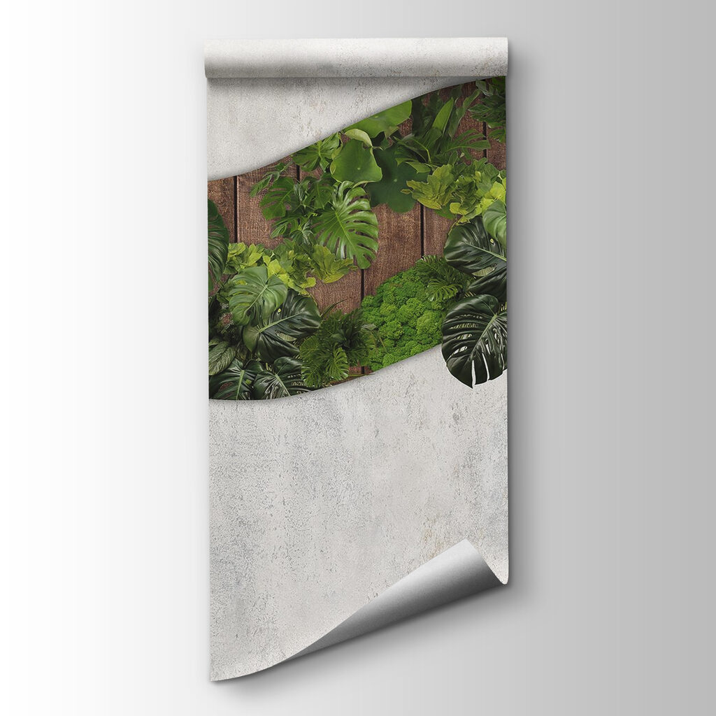 Green leaves on a wooden surface Green leaves on a wooden surface