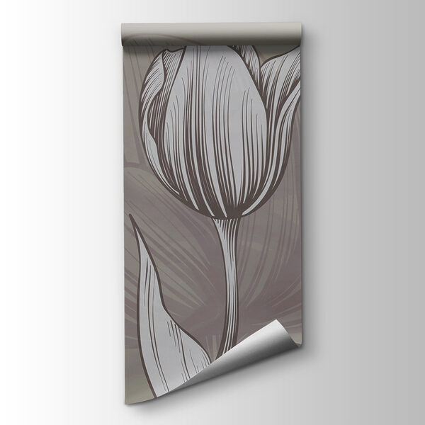 Line of flowers with leaves