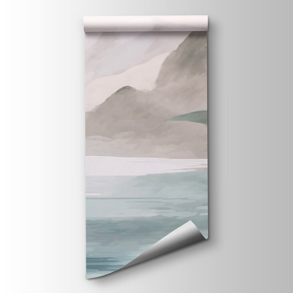 Painting of a mountain and water