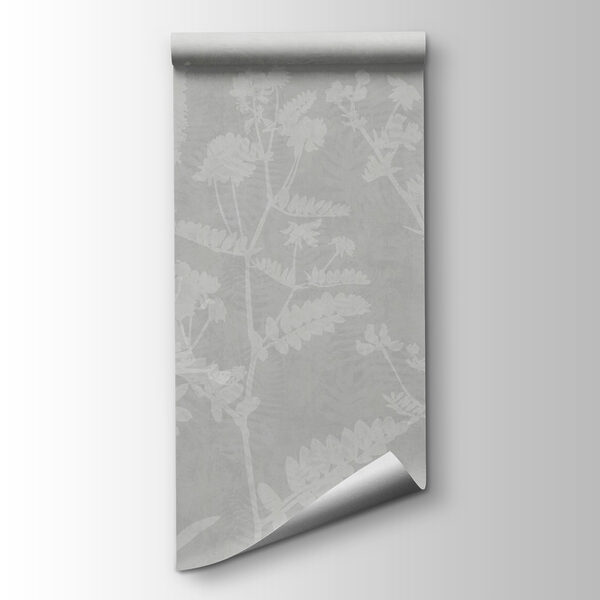 White floral pattern on a gray background
