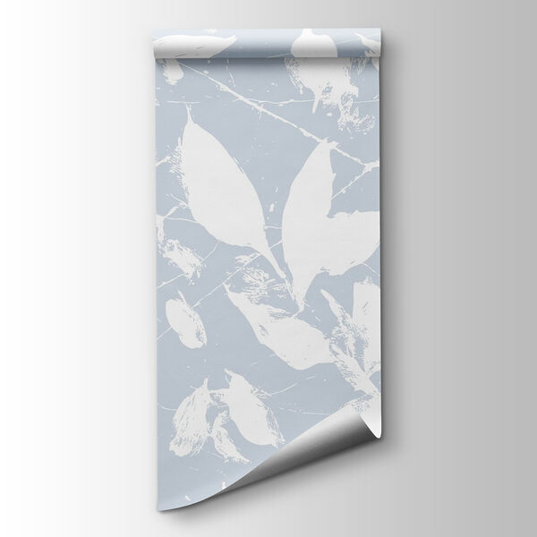 White leaves on a blue background