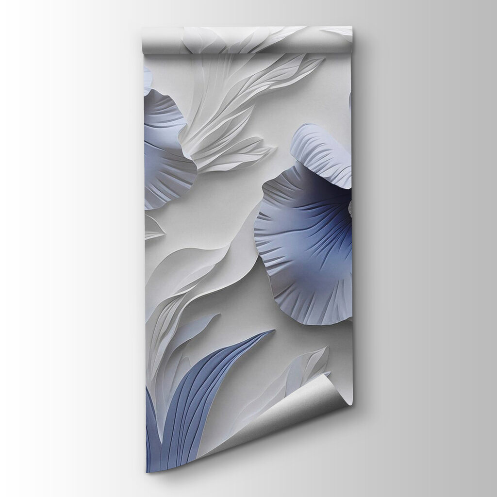 White and blue paper flowers