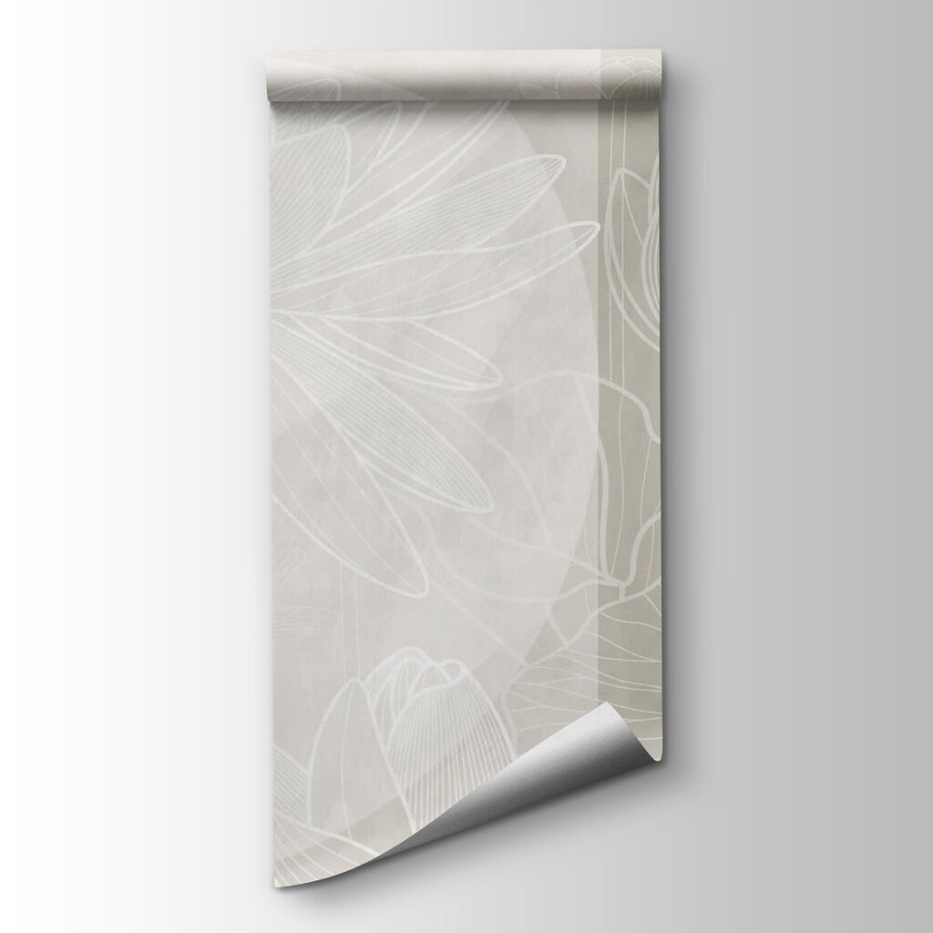 White flower drawing on a grey background