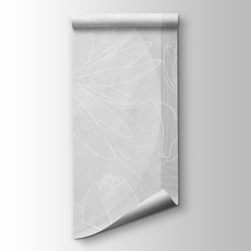White flower drawing on a grey background White flower drawing on a grey background
