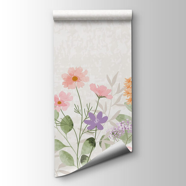 Row of flowers with leaves Row of flowers with leaves