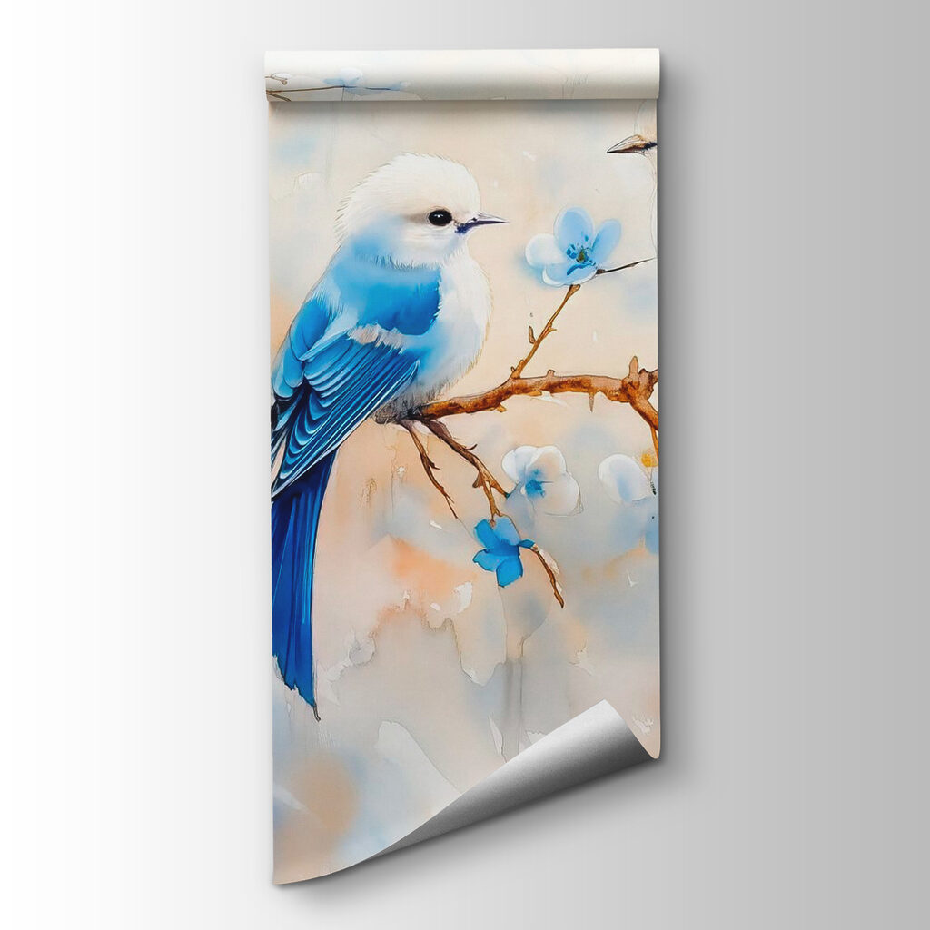 Group of blue birds on a branch