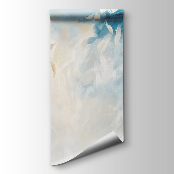 Blue and white background with leaves