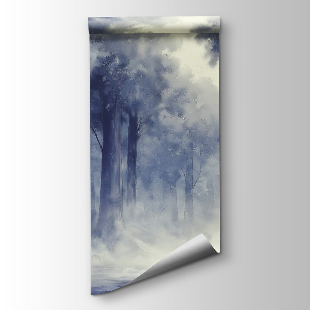 Foggy forest with trees