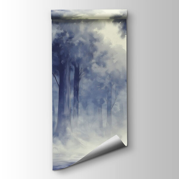 Foggy forest with trees