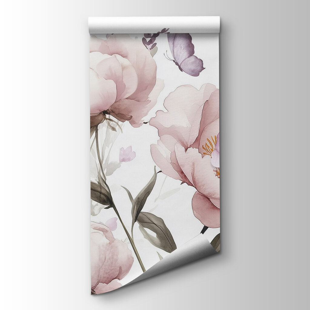 Painting of flowers and butterflies