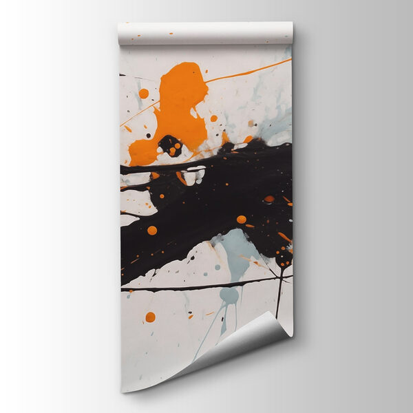 Black and orange paint splatter