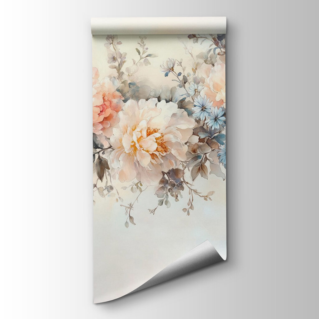 Painting of flowers on a white surface Painting of flowers on a white surface