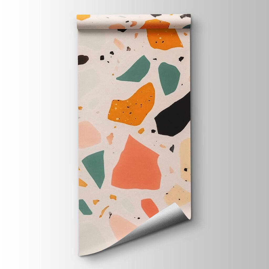 Textured surface with colorful fragments