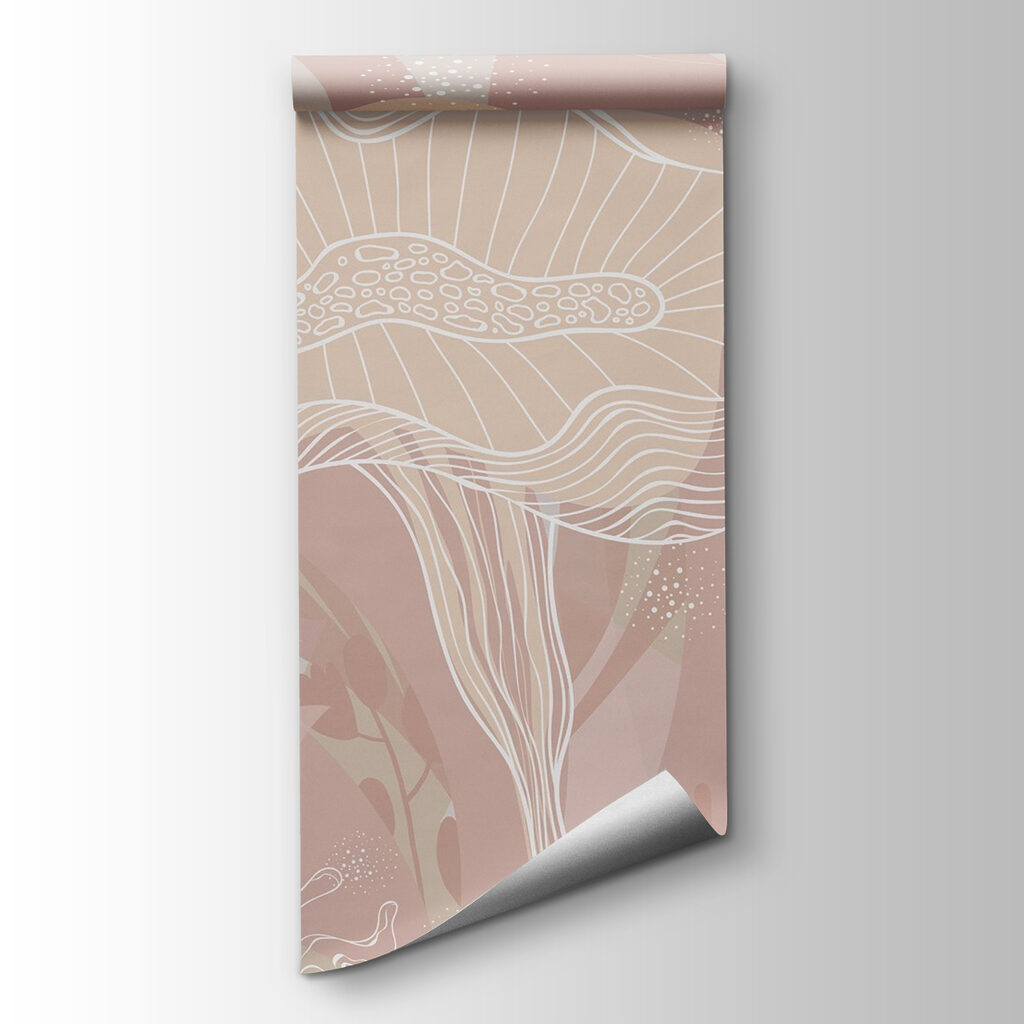 White outline of mushrooms