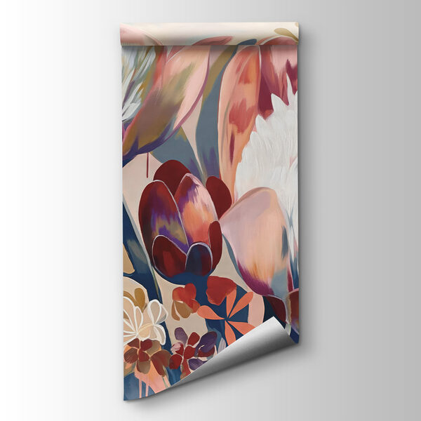 A painting of flowers on a surface A painting of flowers on a surface