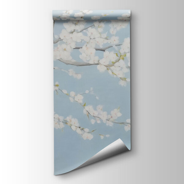 Painting of a tree with white flowers