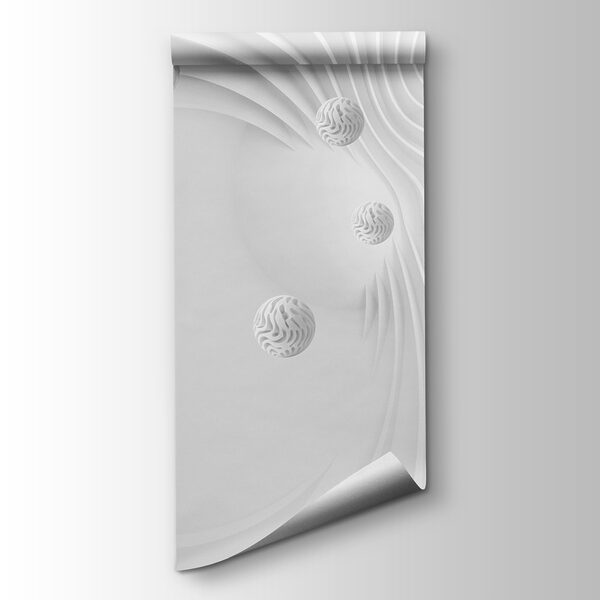 White swirly surface with white balls