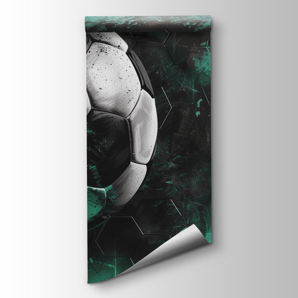 Football ball on a green and black background
