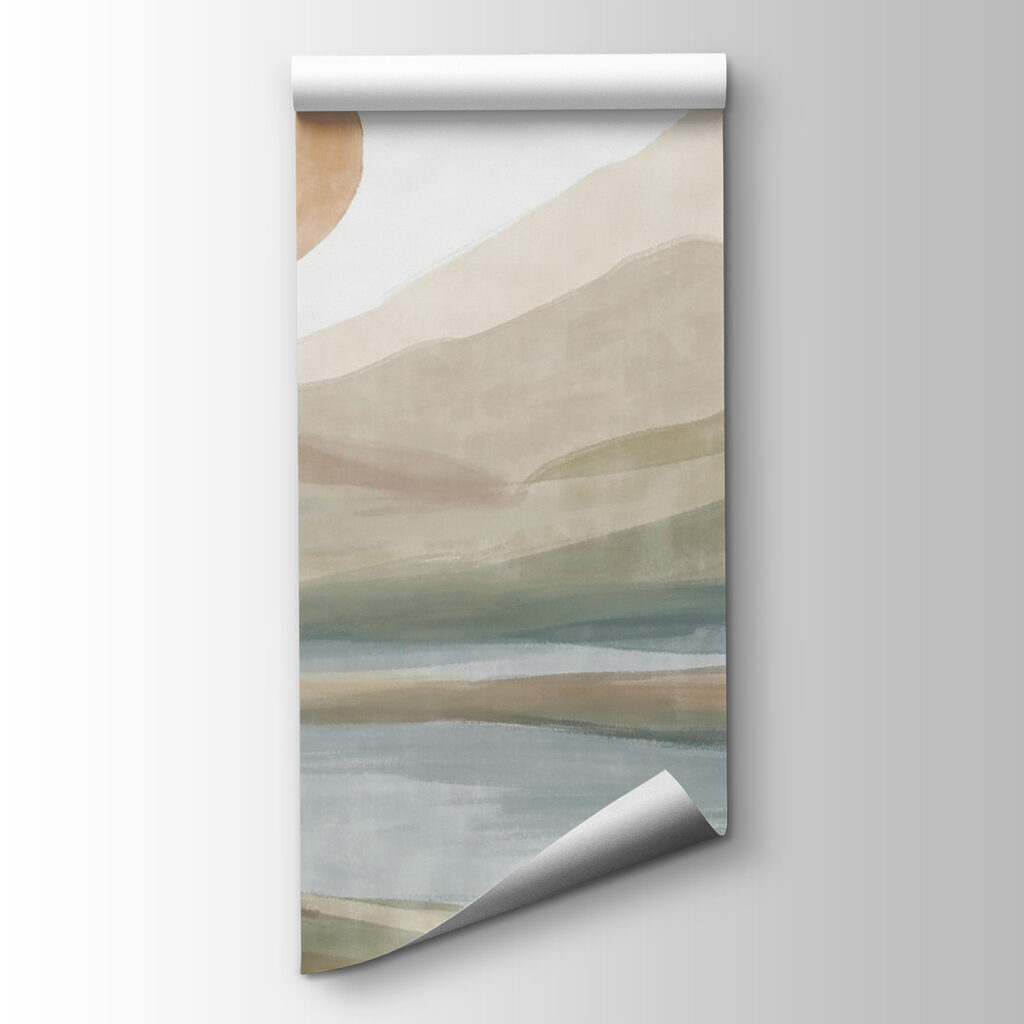 Watercolor painting of a river and mountains Watercolor painting of a river and mountains