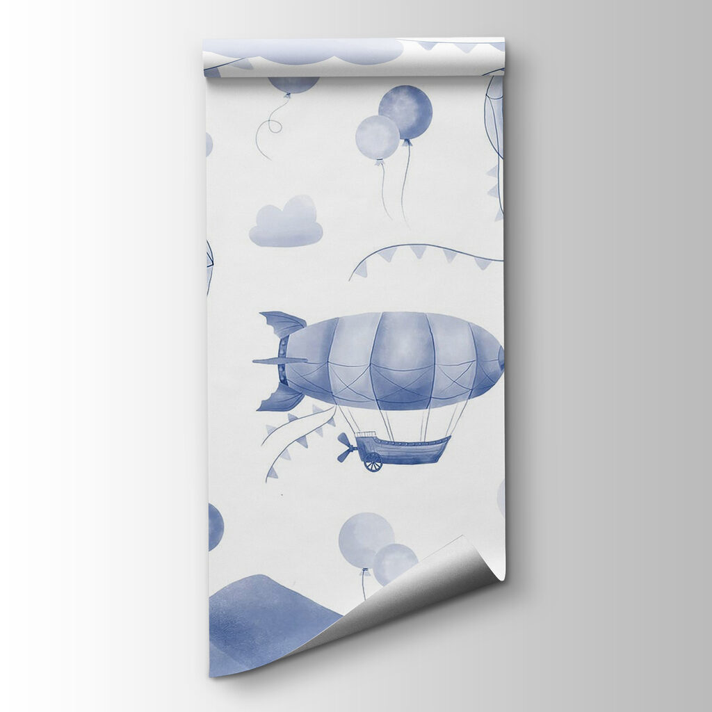 Group of hot air balloons and mountains