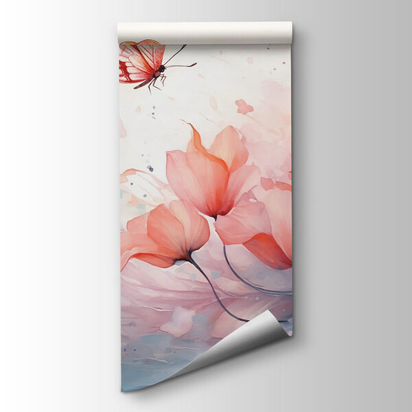 Butterfly flying over flowers