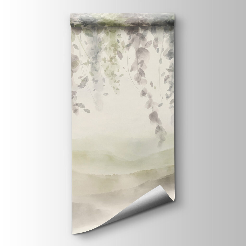 Painting of a landscape with leaves from the ceiling Painting of a landscape with leaves from the ceiling