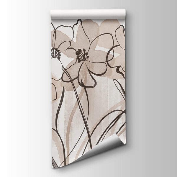 Line of flowers on a white background