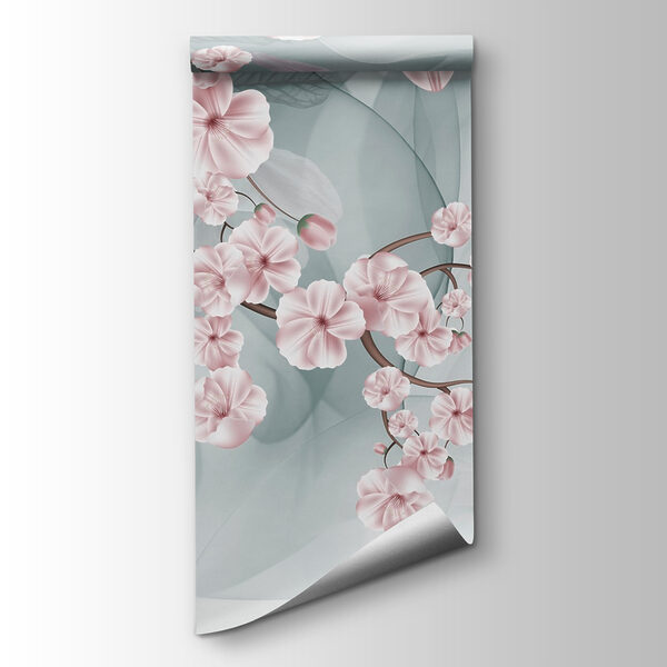 Branch with pink flowers and white flowers