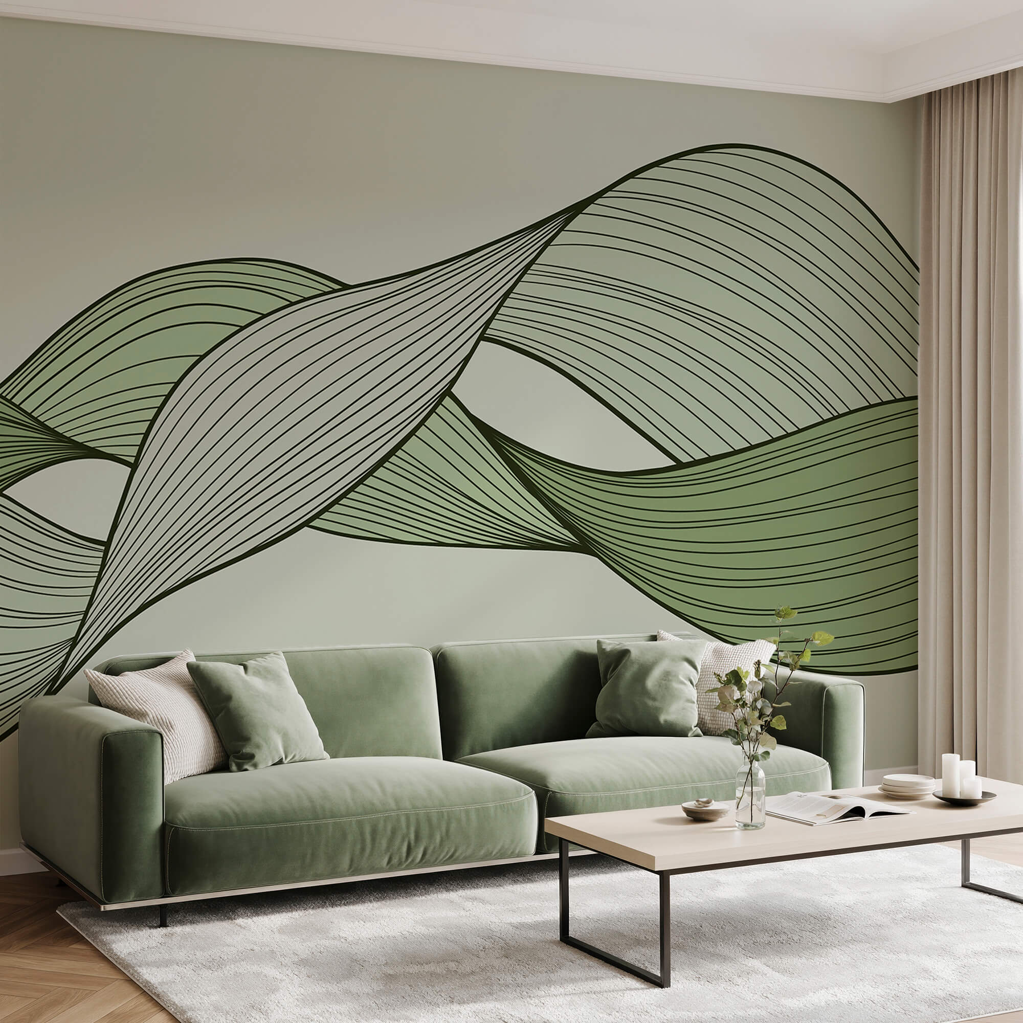 Зелені та чорні хвилясті лінії