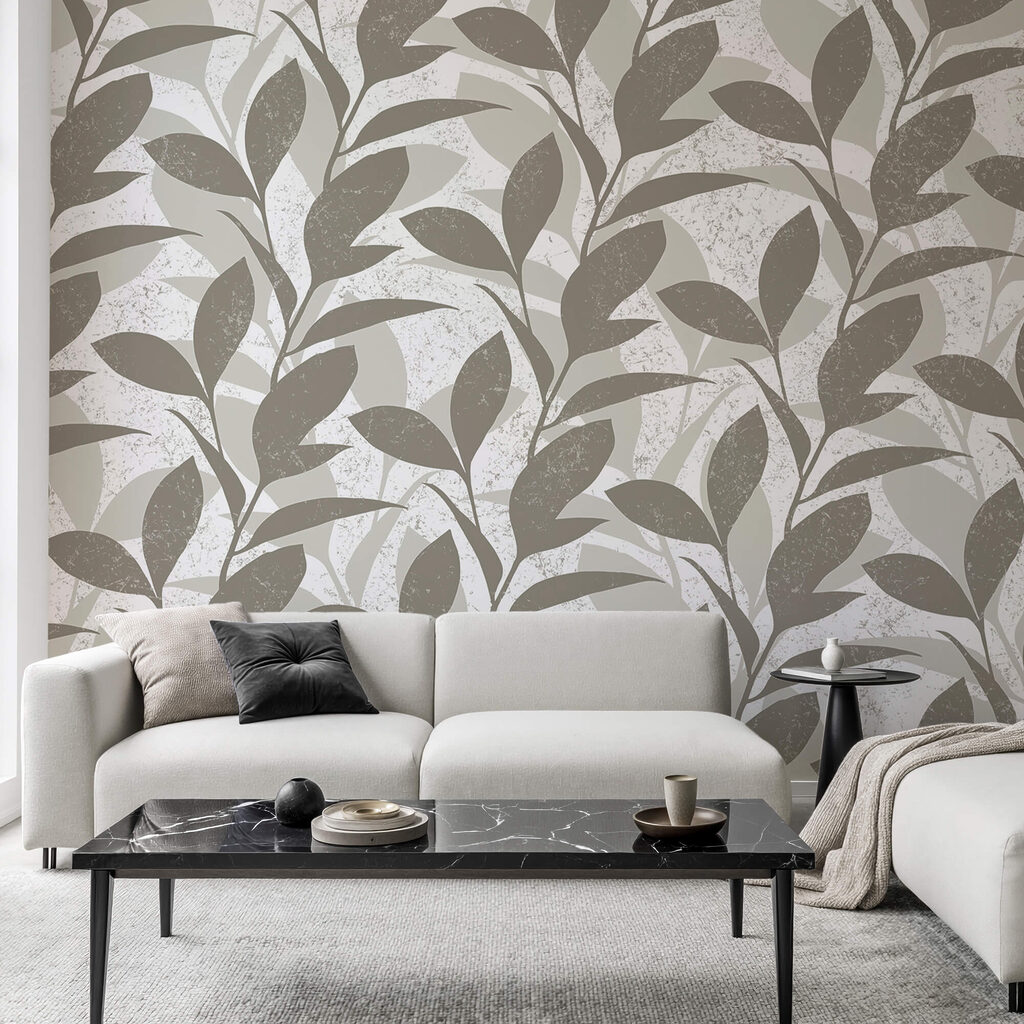 Візерунок з листя на білому тлі Візерунок з листя на білому тлі