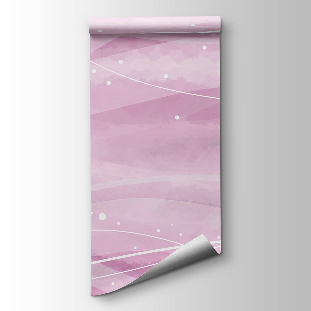 Pink background with white lines and dots