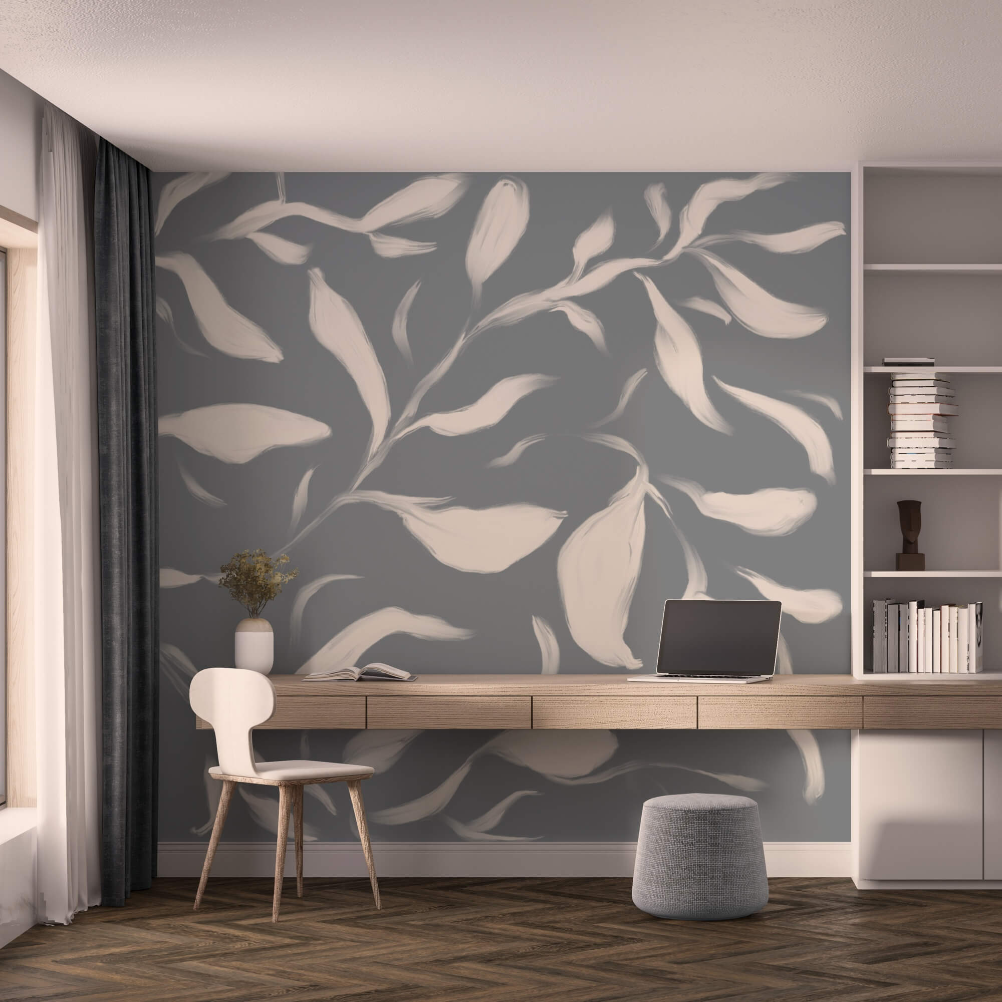 Ніжні листя на м'якому тлі