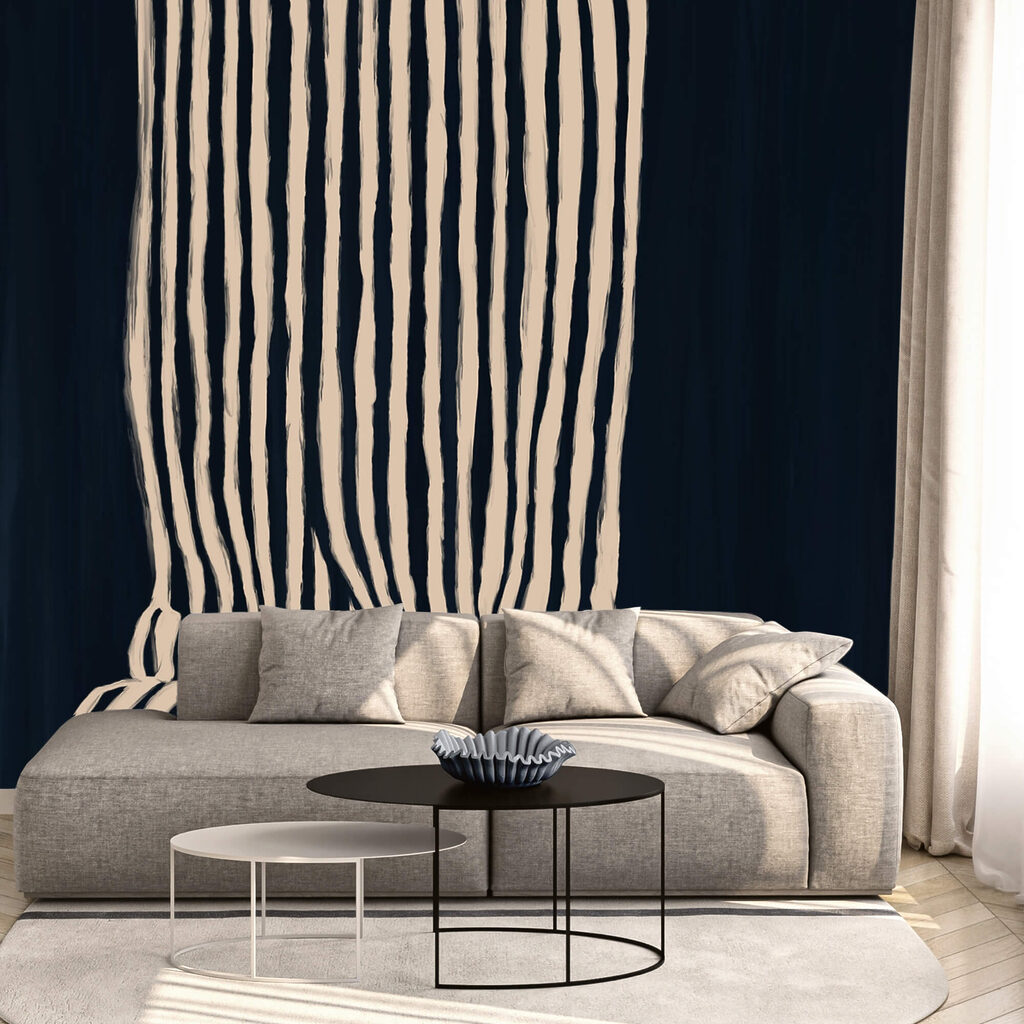 Чорно-біла смугаста штора