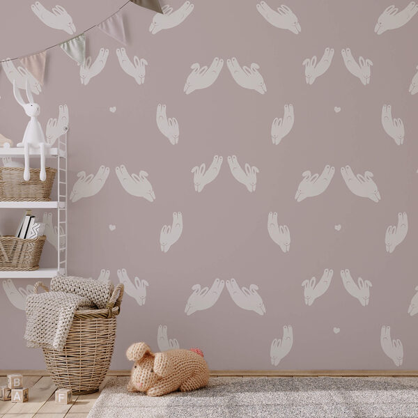 Візерунок кроликів на сірому тлі