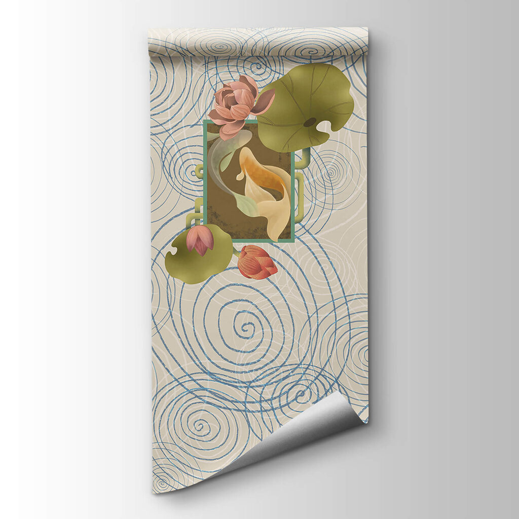 Pattern of spirals and flowers