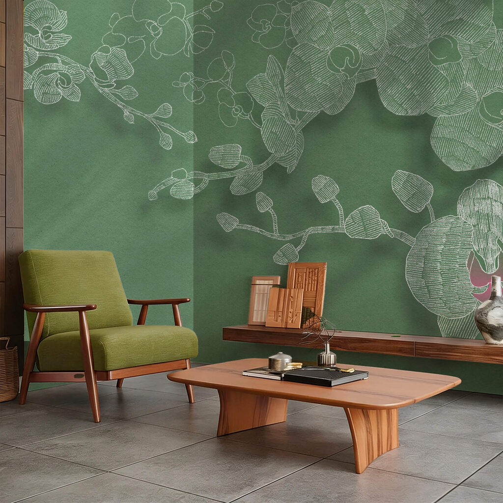 Ніжні орхідеї на зеленому тлі