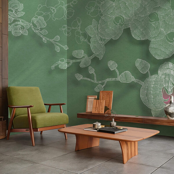 Ніжні орхідеї на зеленому тлі