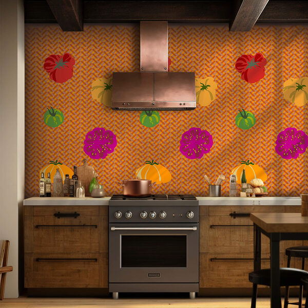 Група помідорів на плетеному тлі