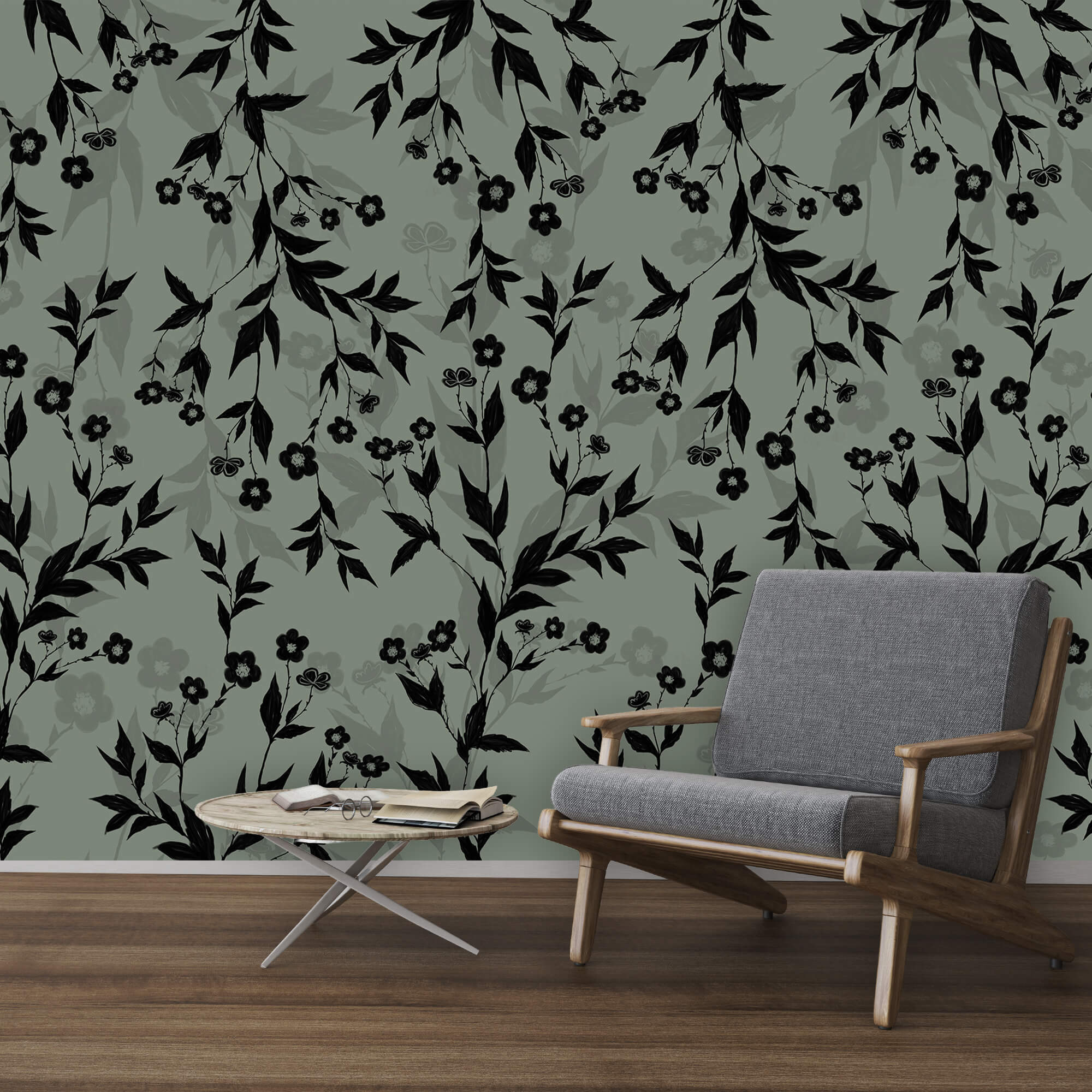 Чорно-білий квітковий візерунок