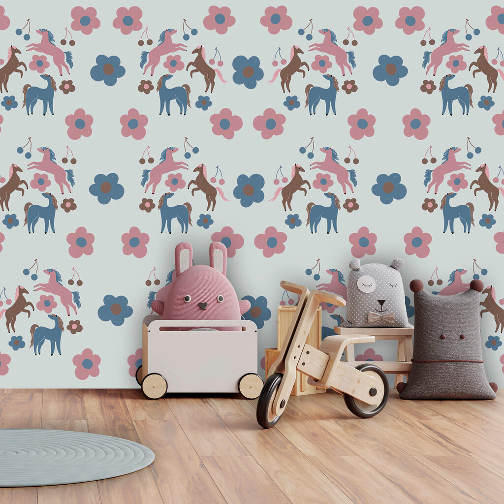 Візерунок з конями та квітами