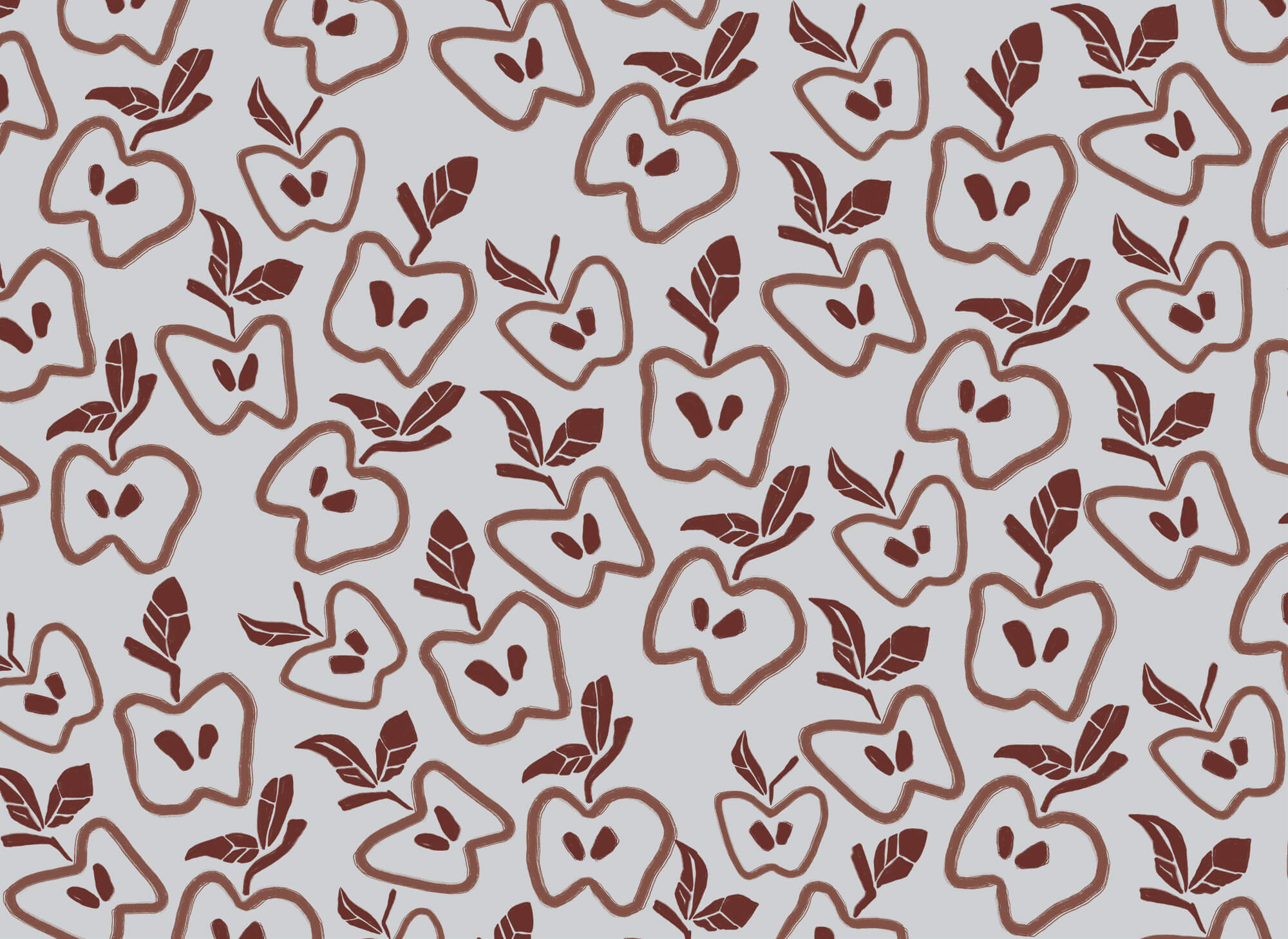 Pattern of apples and leaves
