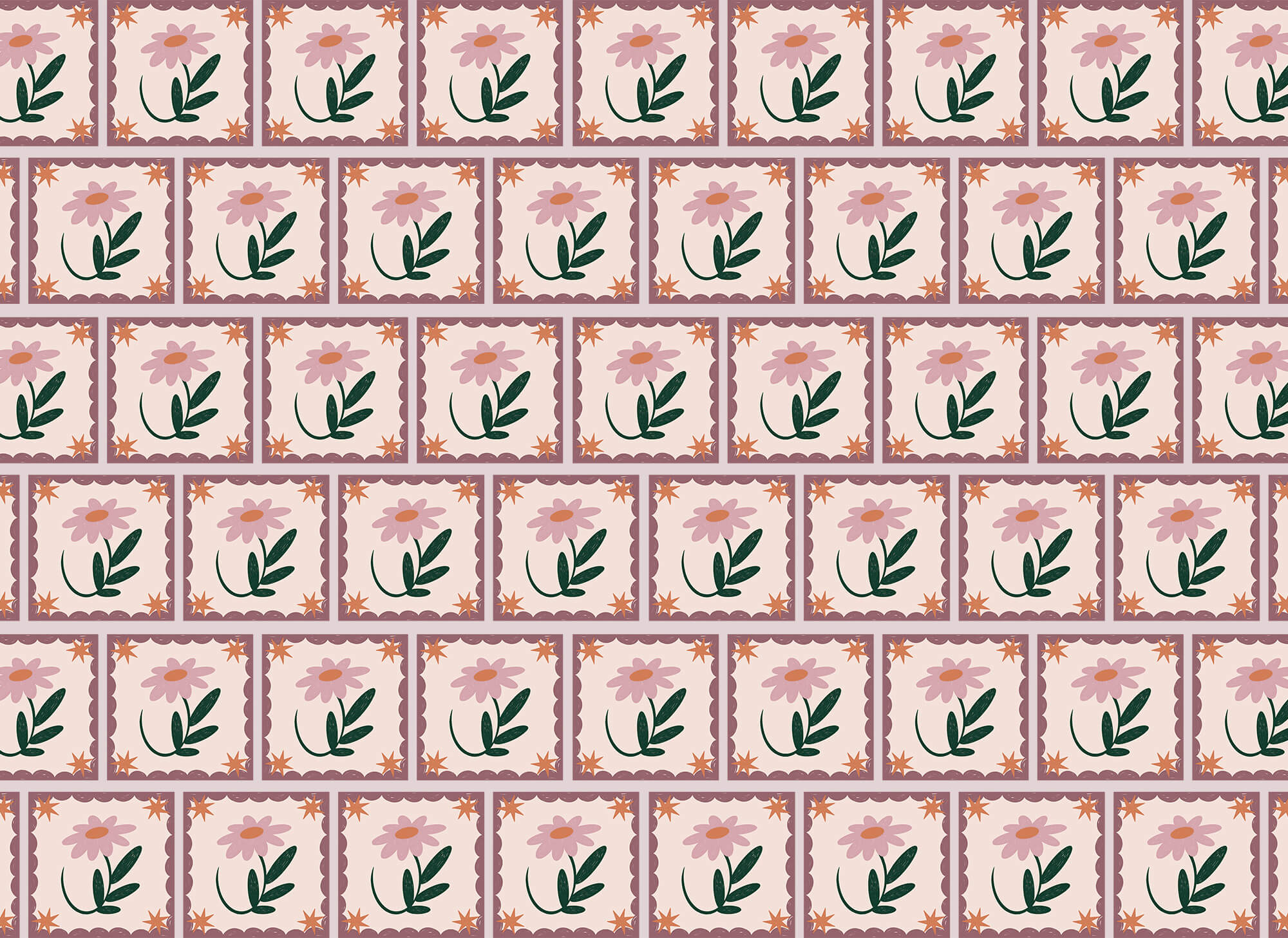 Pattern of flowers and leaves