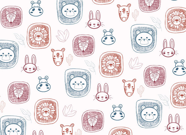 Pattern of animals on a white background