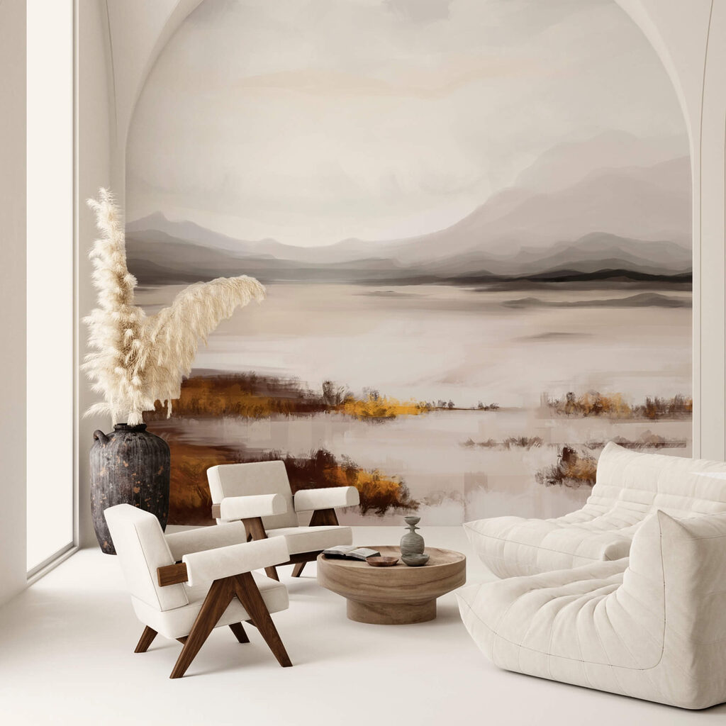 Пейзаж озера з горами на задньому плані