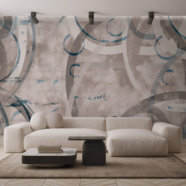 Сірі та сині завитки та кола